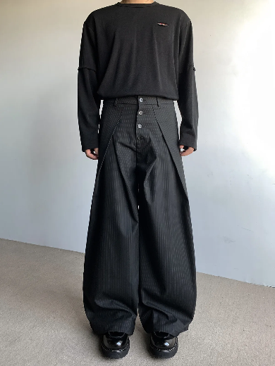 Double pleated pinstripe trouser
