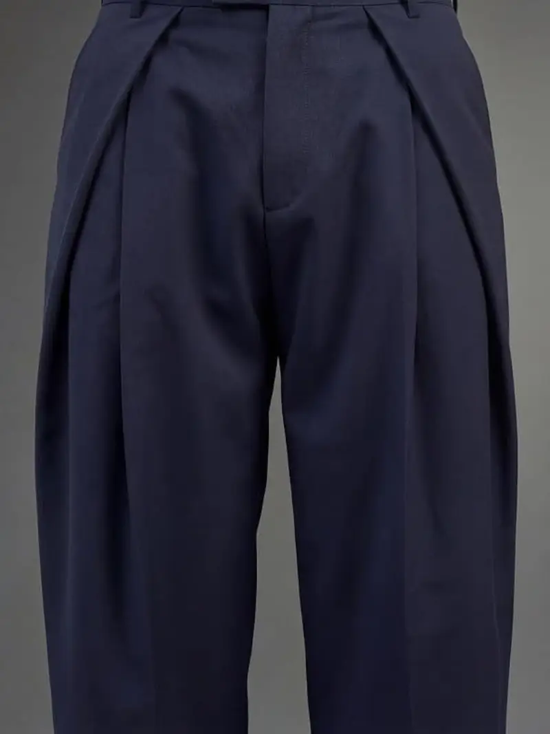  NAVY BLEU TRIANGLE PLEATED WIDE LEG 