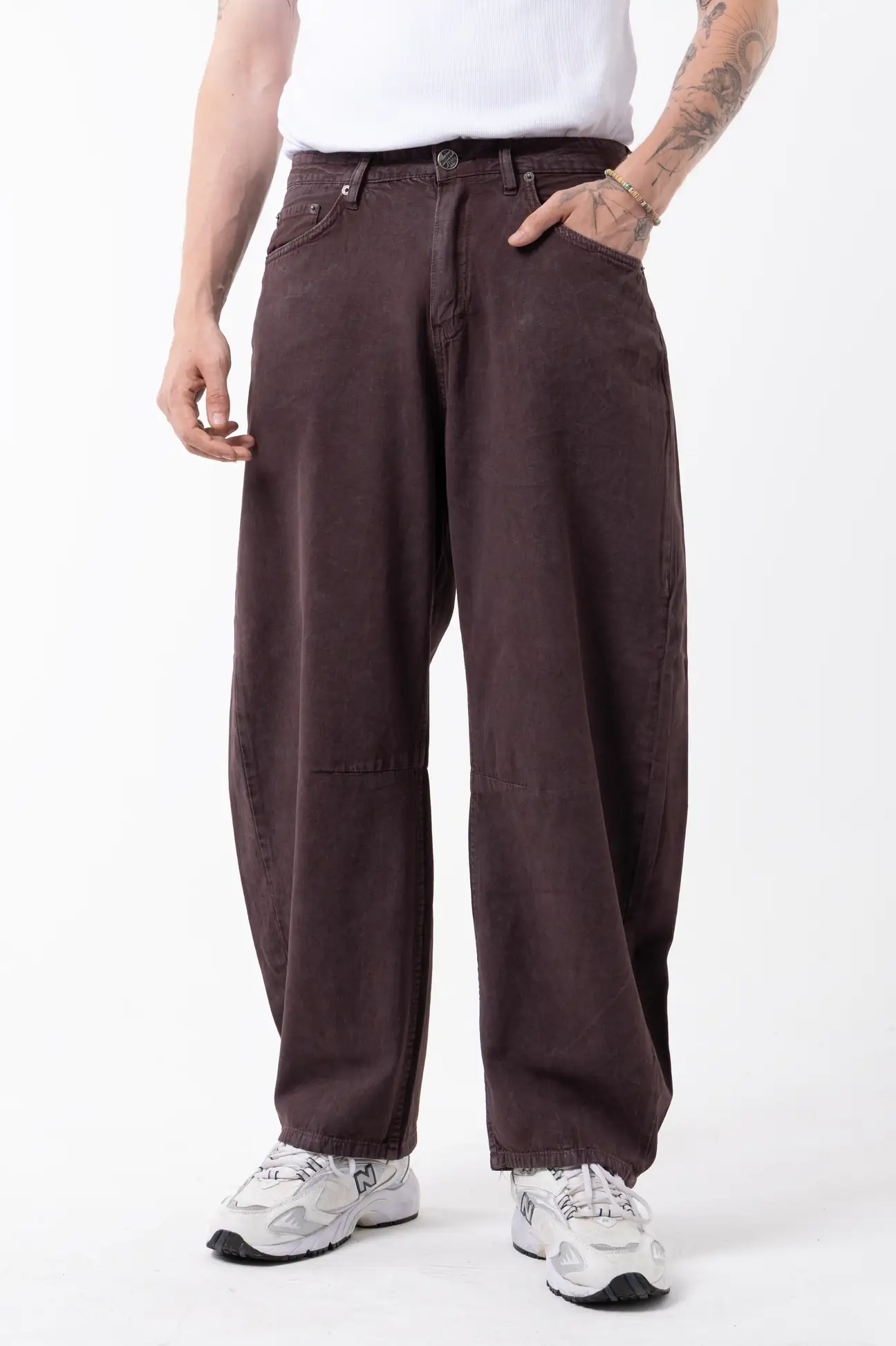 Faded acid-washed gabardine pants