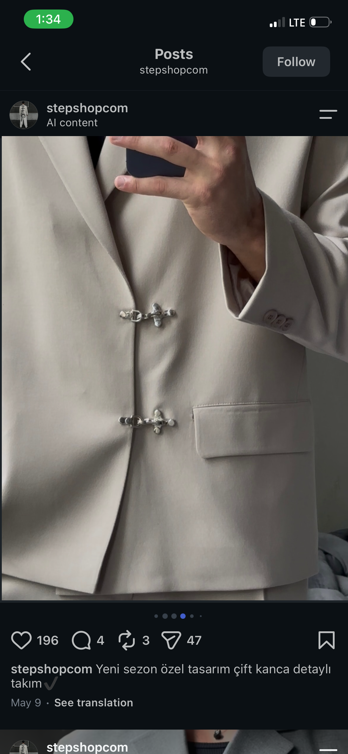 Beige Double hook suit