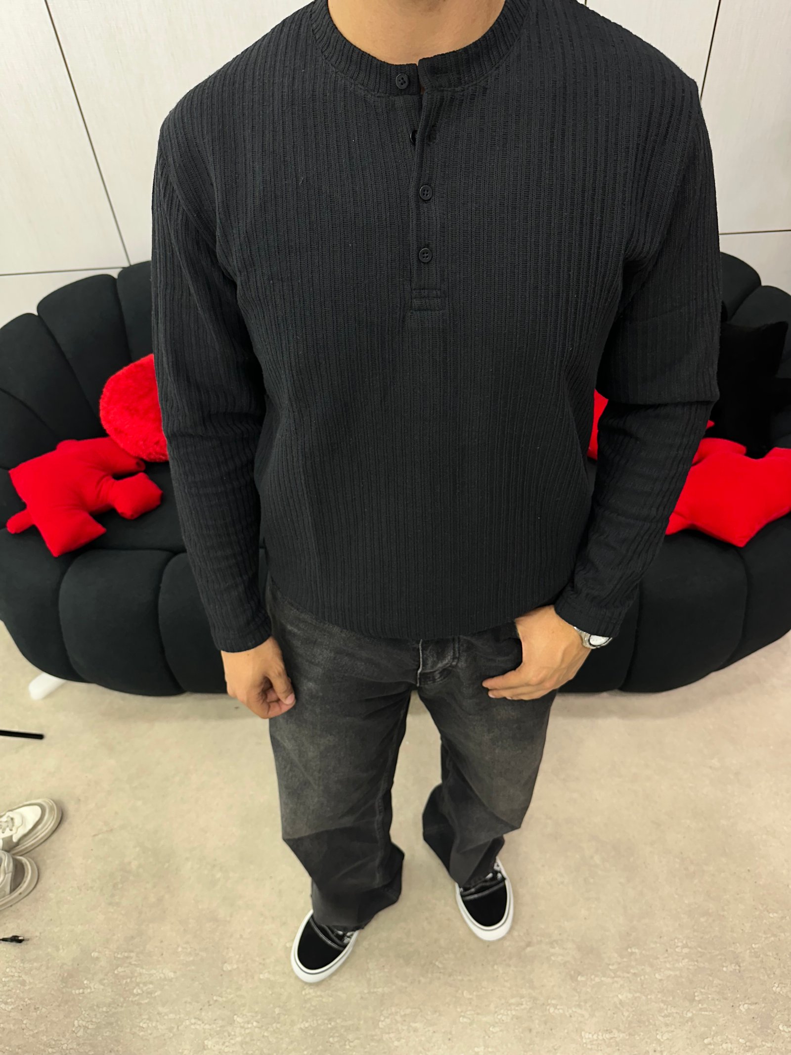 THICK LONG SLEEVE HENLEY SHIRT