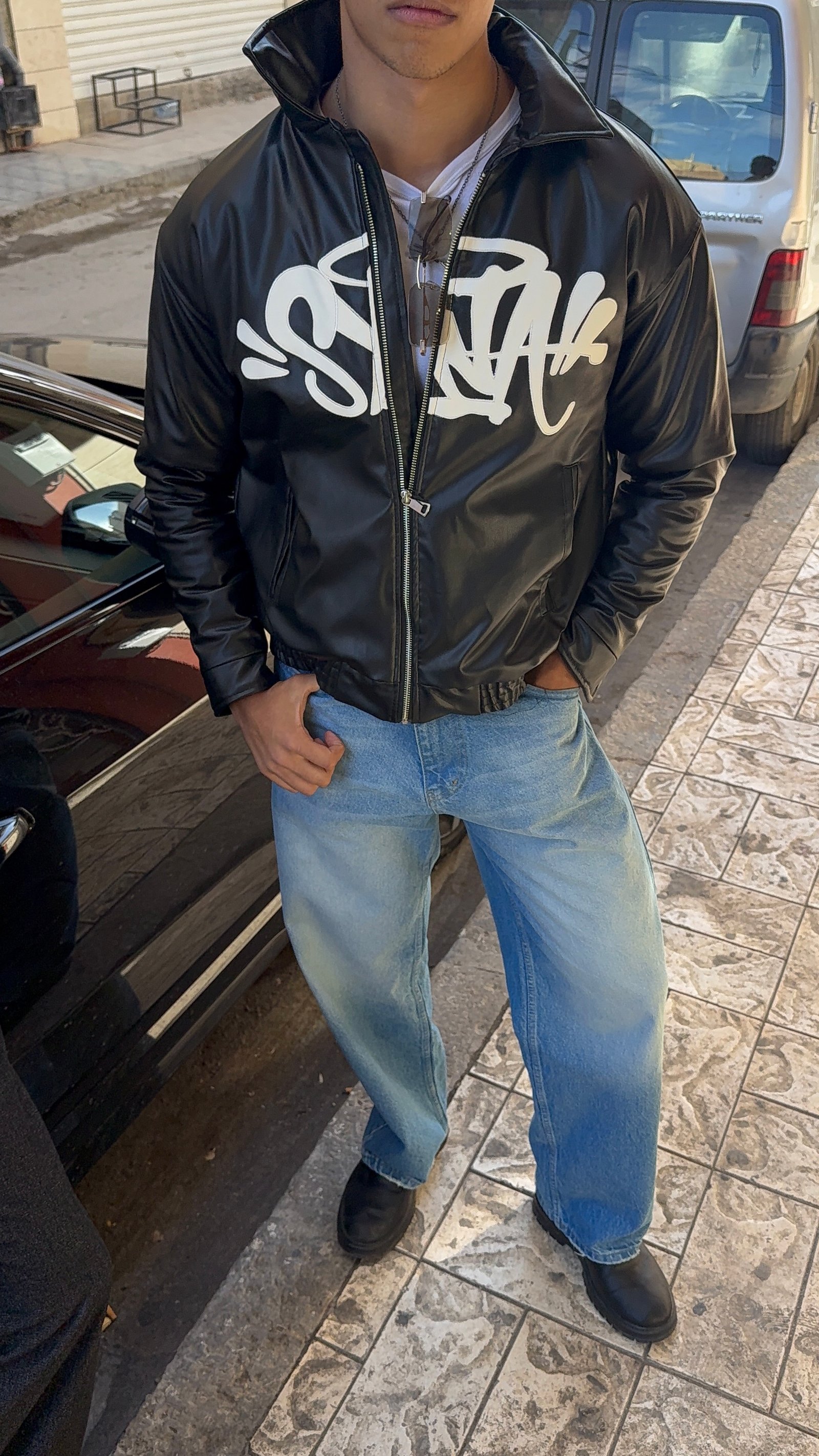 FRONT DESIGNED LEATHER JACKET