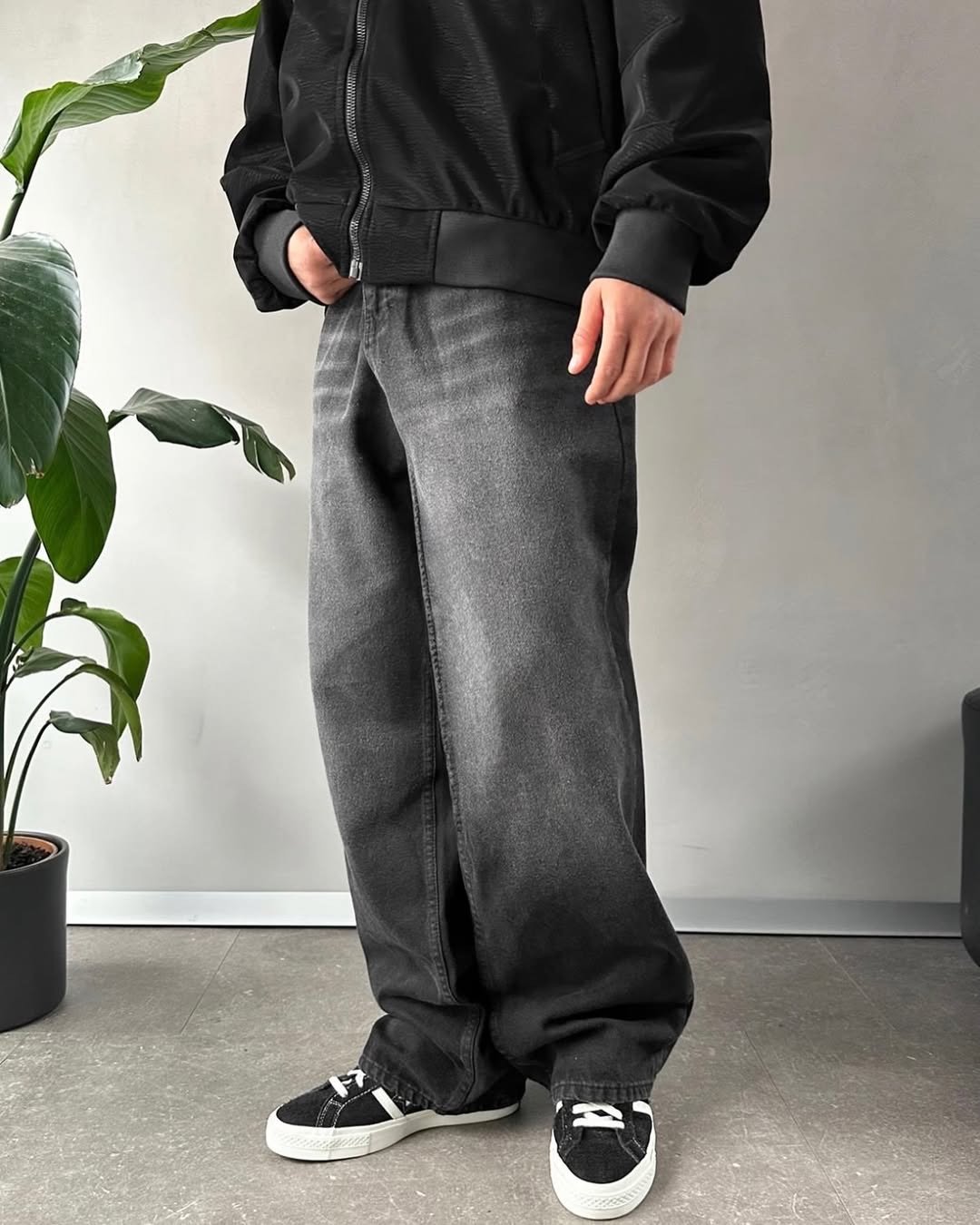 Extra Baggy jean PO - Noir degradé avec des traits