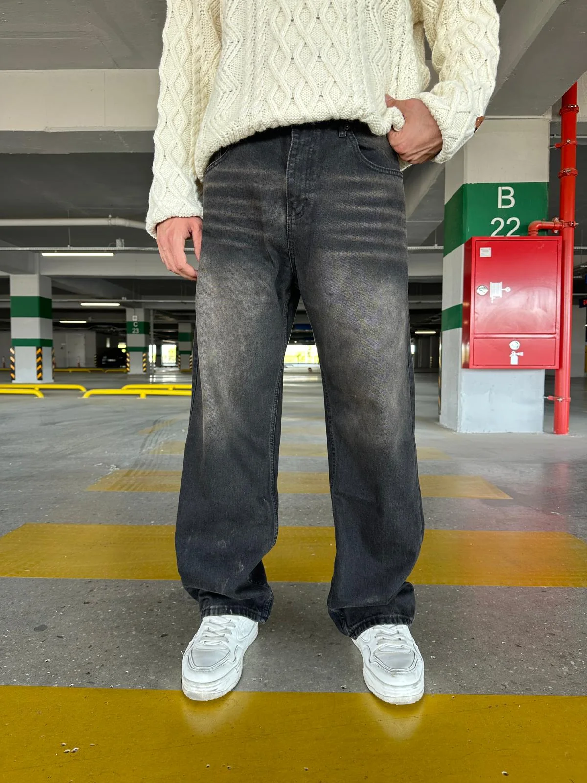 Vintage Washed Black Extra baggy jean ALX-2