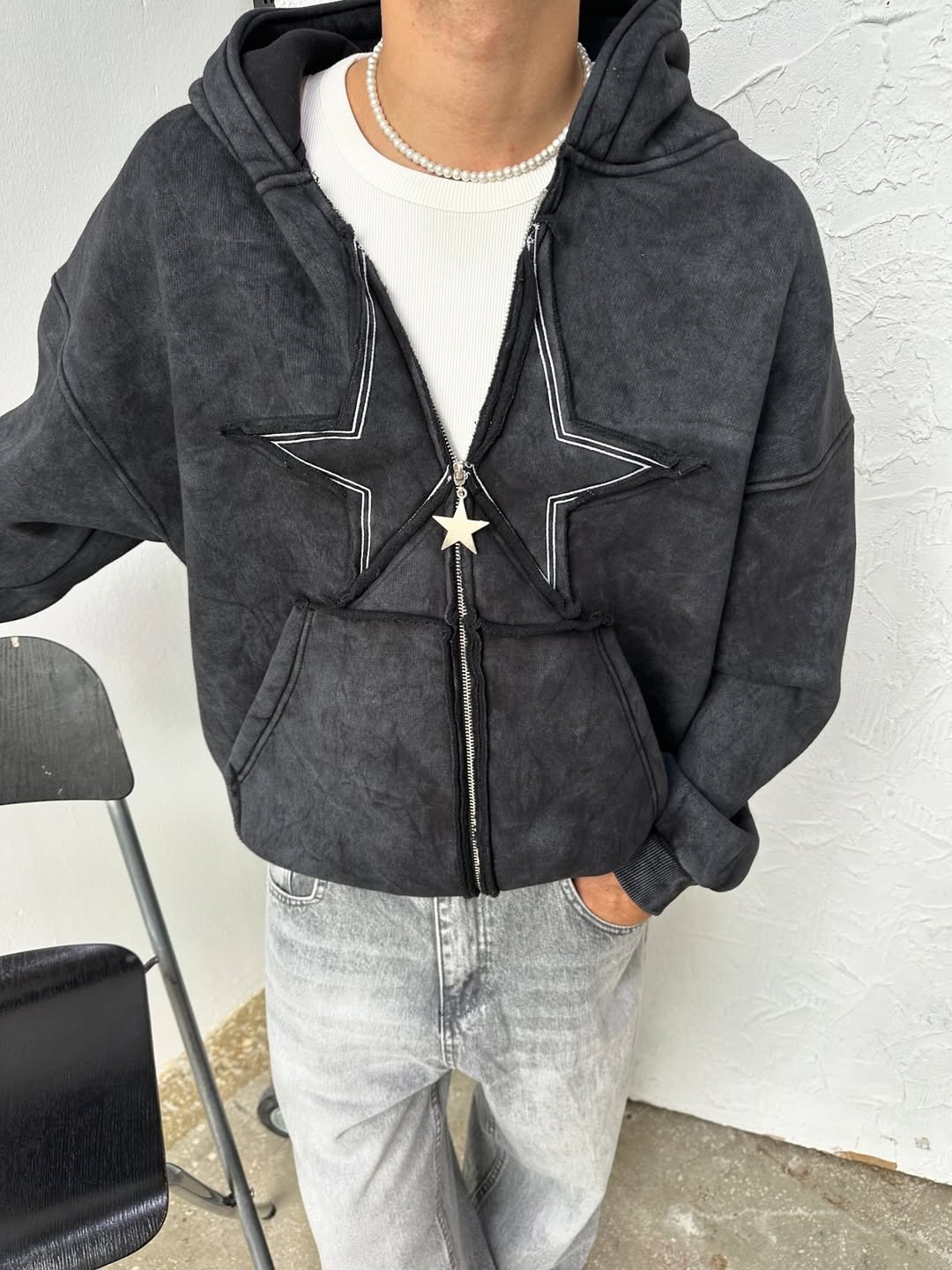 Star zipper hoodie