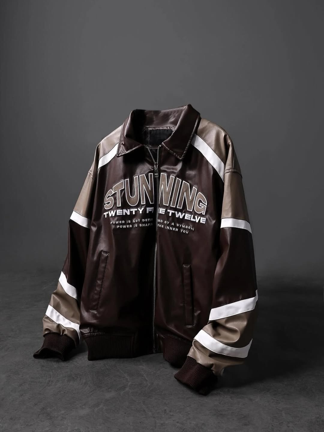 Stunning leather jacket front marron