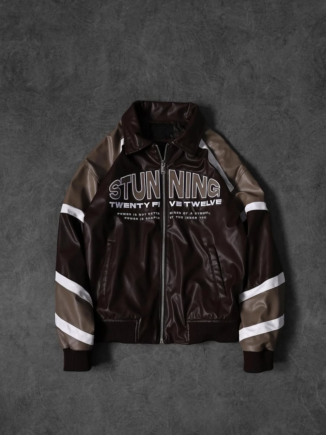 Stunning leather jacket front marron