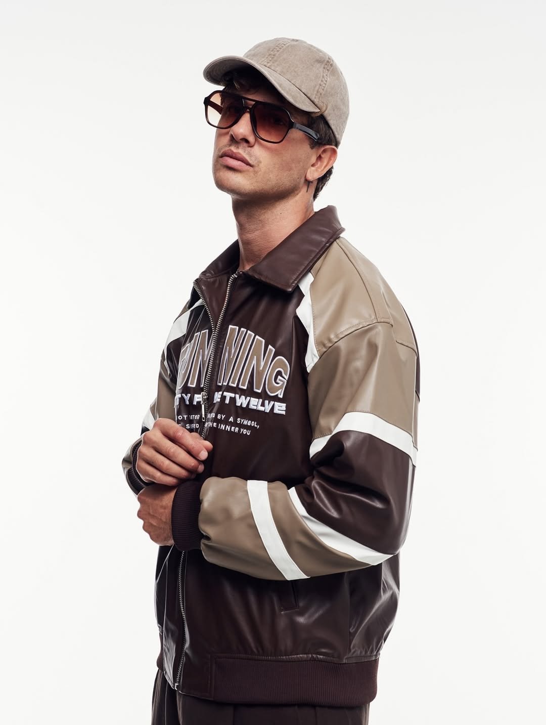 Stunning leather jacket front marron