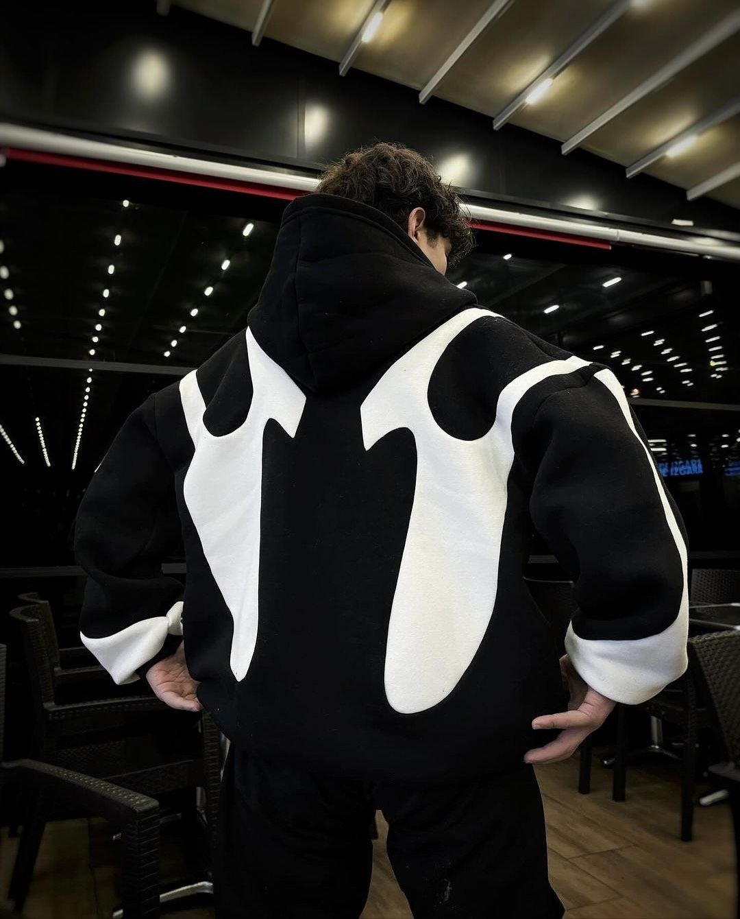 Black and white pieces zipper hoodie
