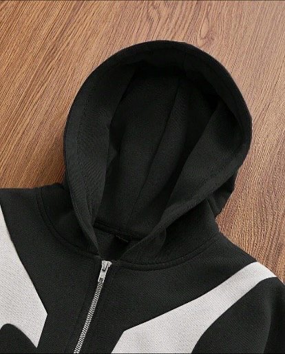 Black and white pieces zipper hoodie