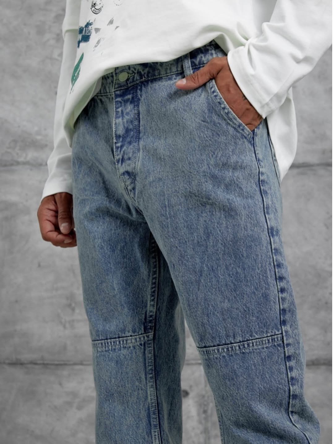 Navy Blue Mb Pocket Detailed Baggy Jean