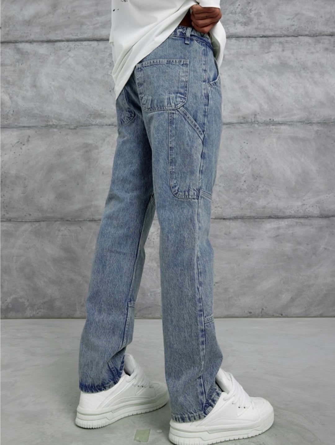 Navy Blue Mb Pocket Detailed Baggy Jean