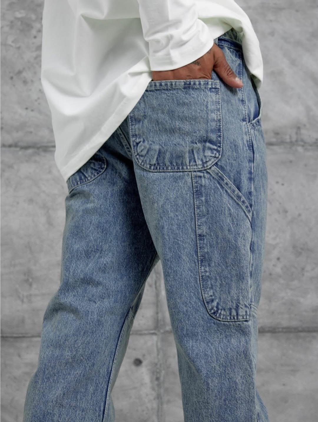 Navy Blue Mb Pocket Detailed Baggy Jean