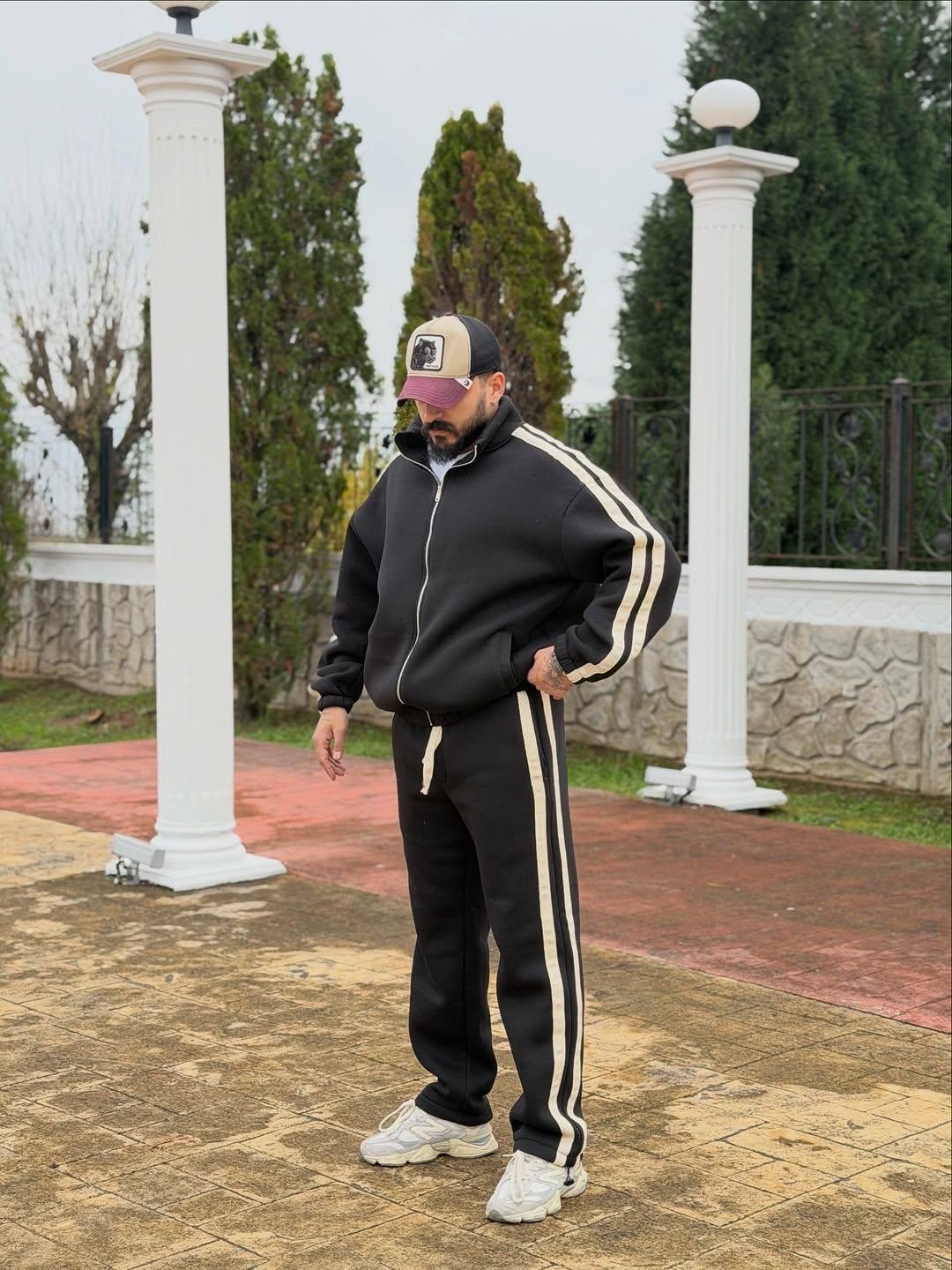 Men’s striped luxury wool oversize tracksuit