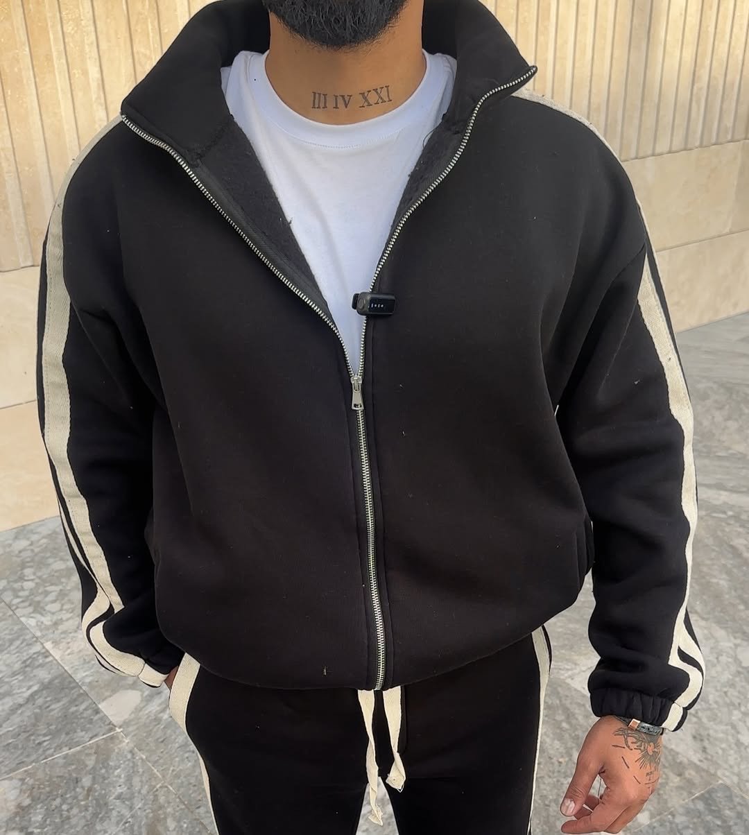 Men’s striped luxury wool oversize tracksuit