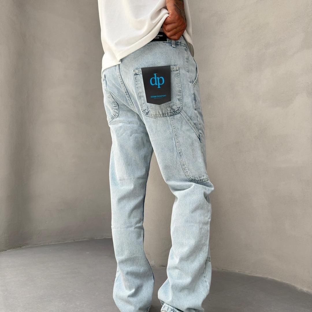 Line Detailed Regular Ice Blue Jean