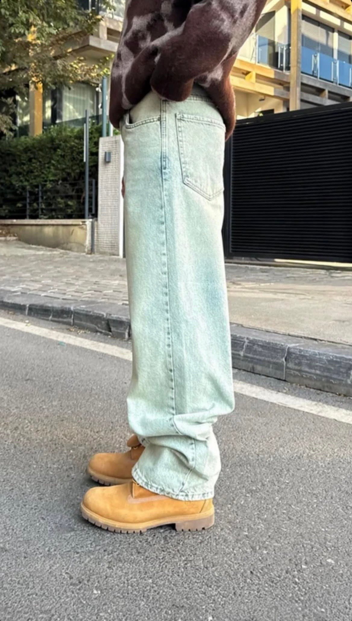 Mint Green Washed Extra Baggy Jeans PO