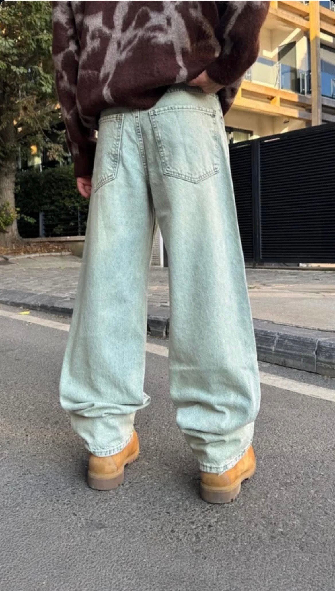 Mint Green Washed Extra Baggy Jeans PO