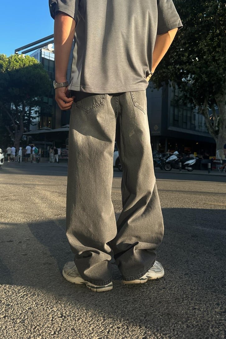 Stripped Dark Gray Extra Baggy Jean PO