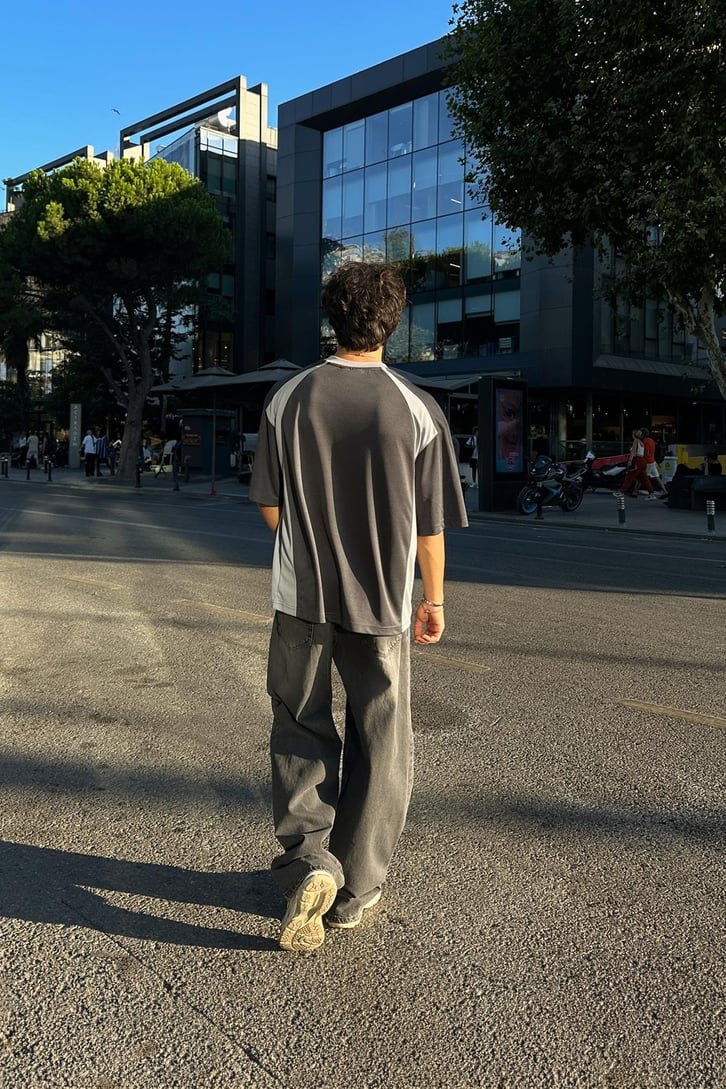 Stripped Dark Gray Extra Baggy Jean PO