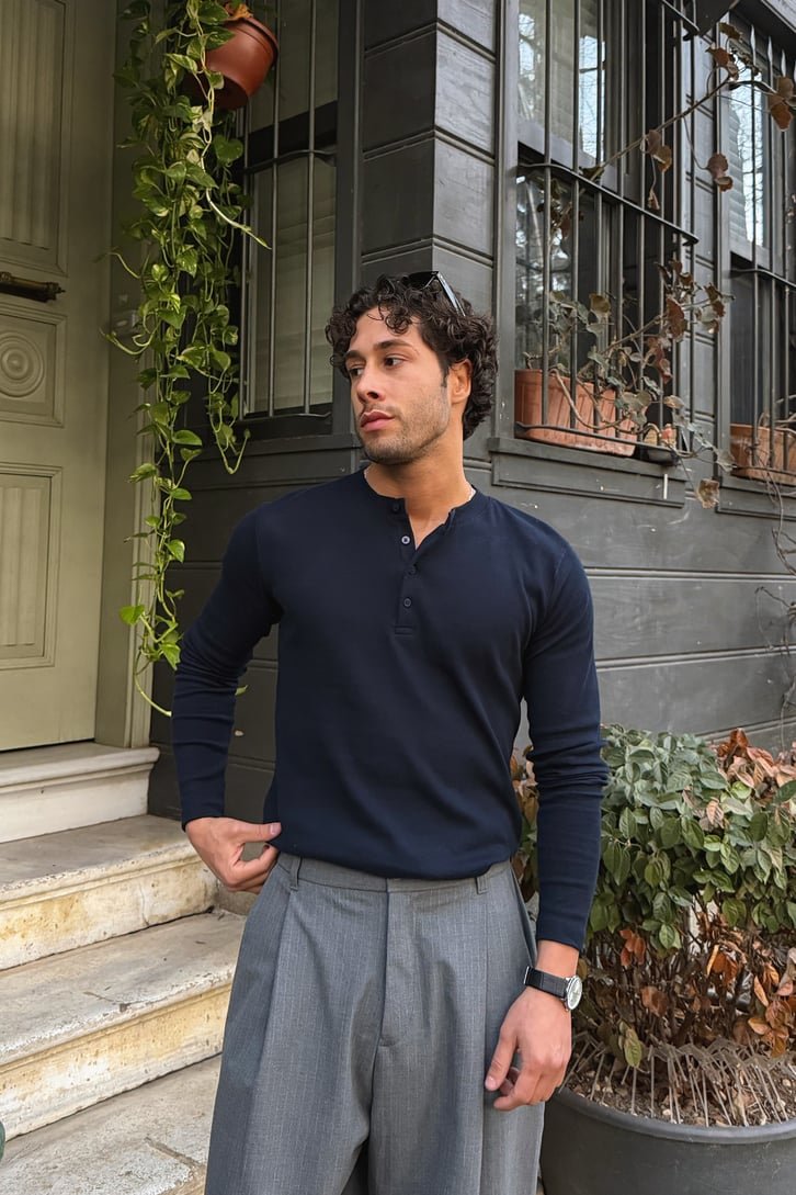 Navy blue Henley shirt