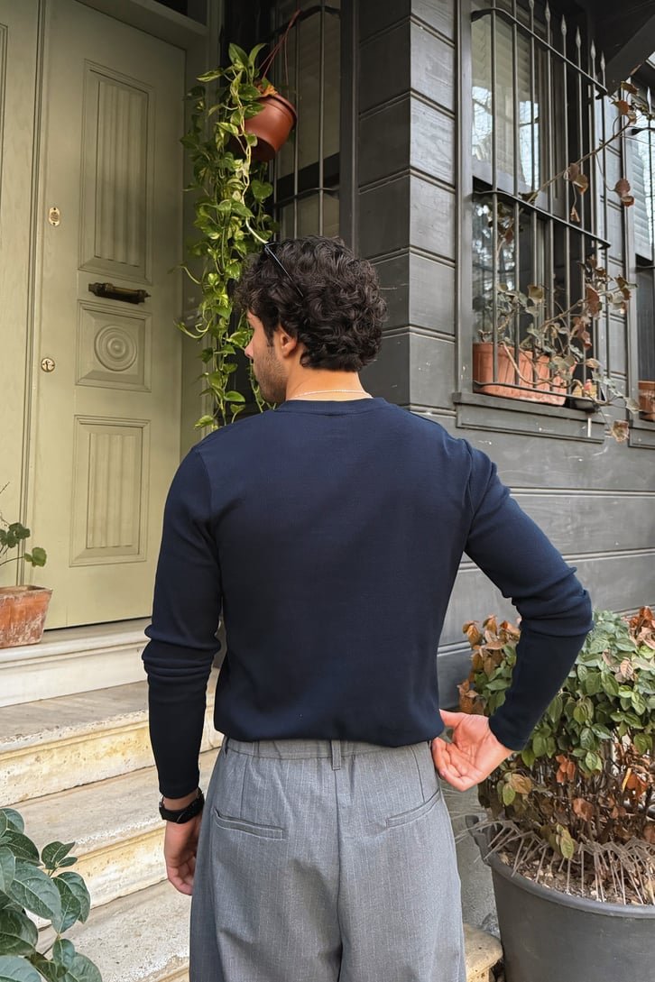 Navy blue Henley shirt