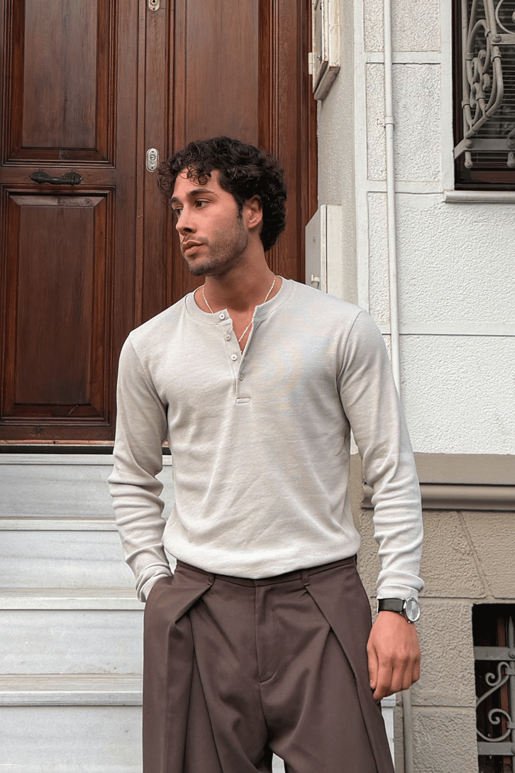 Cream Henley shirt