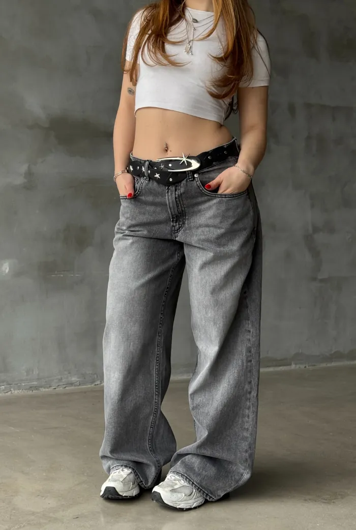 Grinded gray baggy jean PO