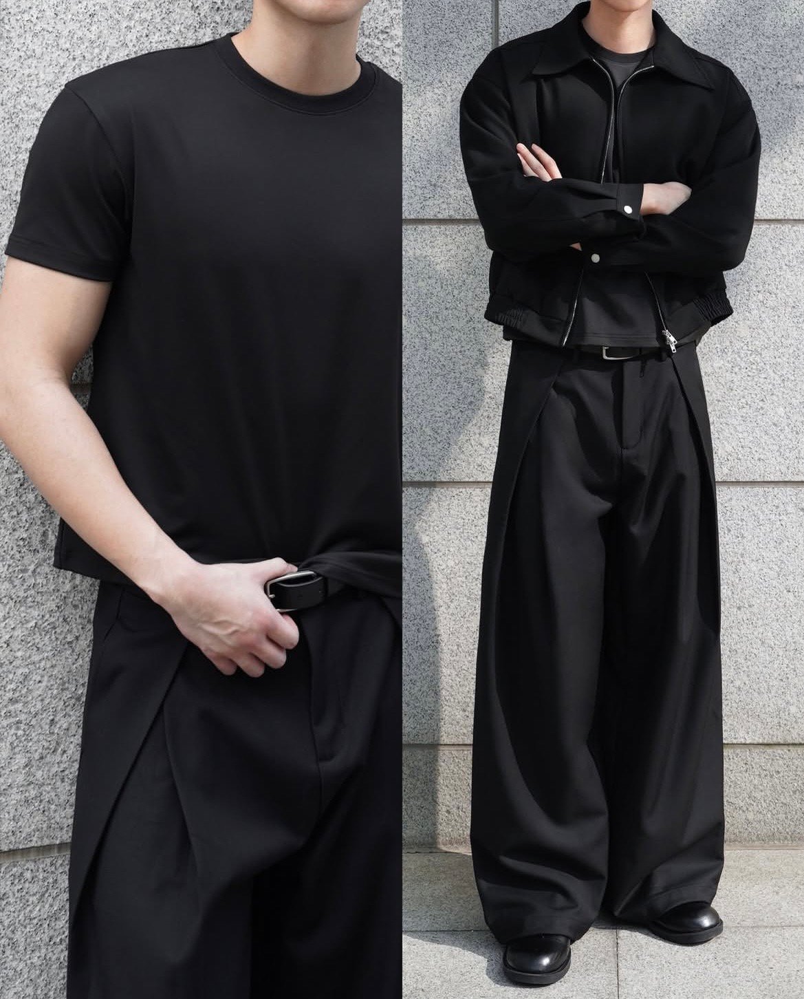 Triangle Pleated wide leg pant