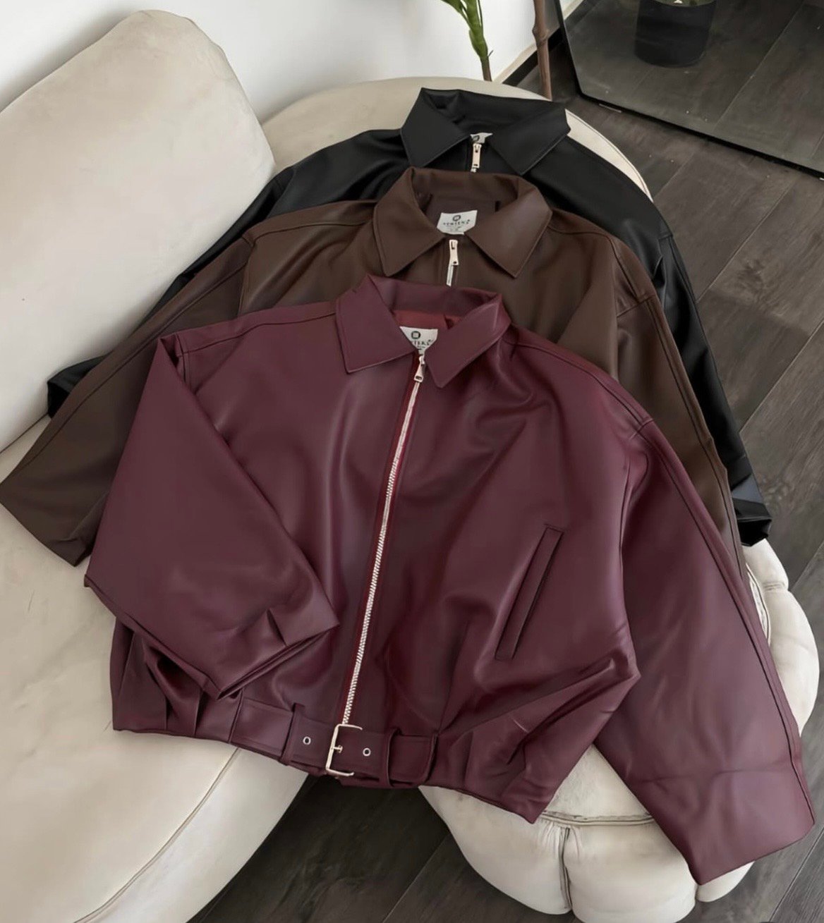 Girls cropped leather jacket