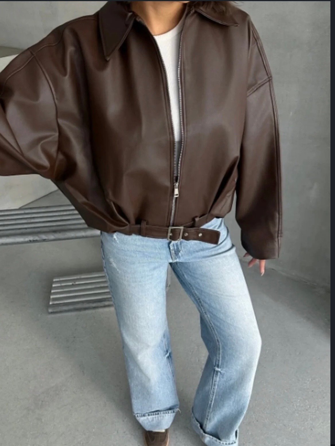 Girls cropped leather jacket