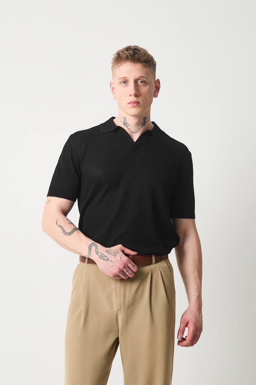 Old money knit collar t-shirt