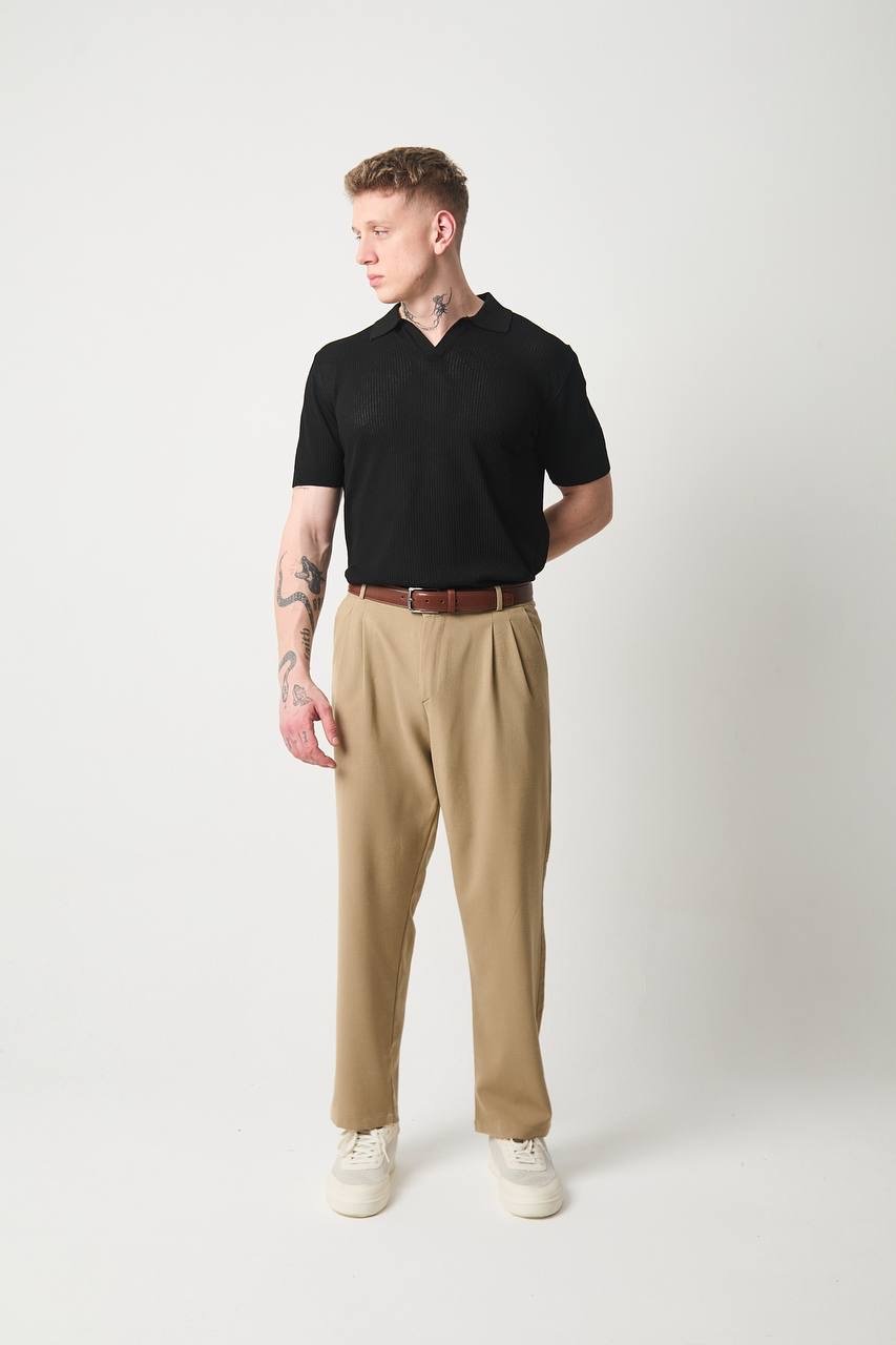 Old money knit collar t-shirt