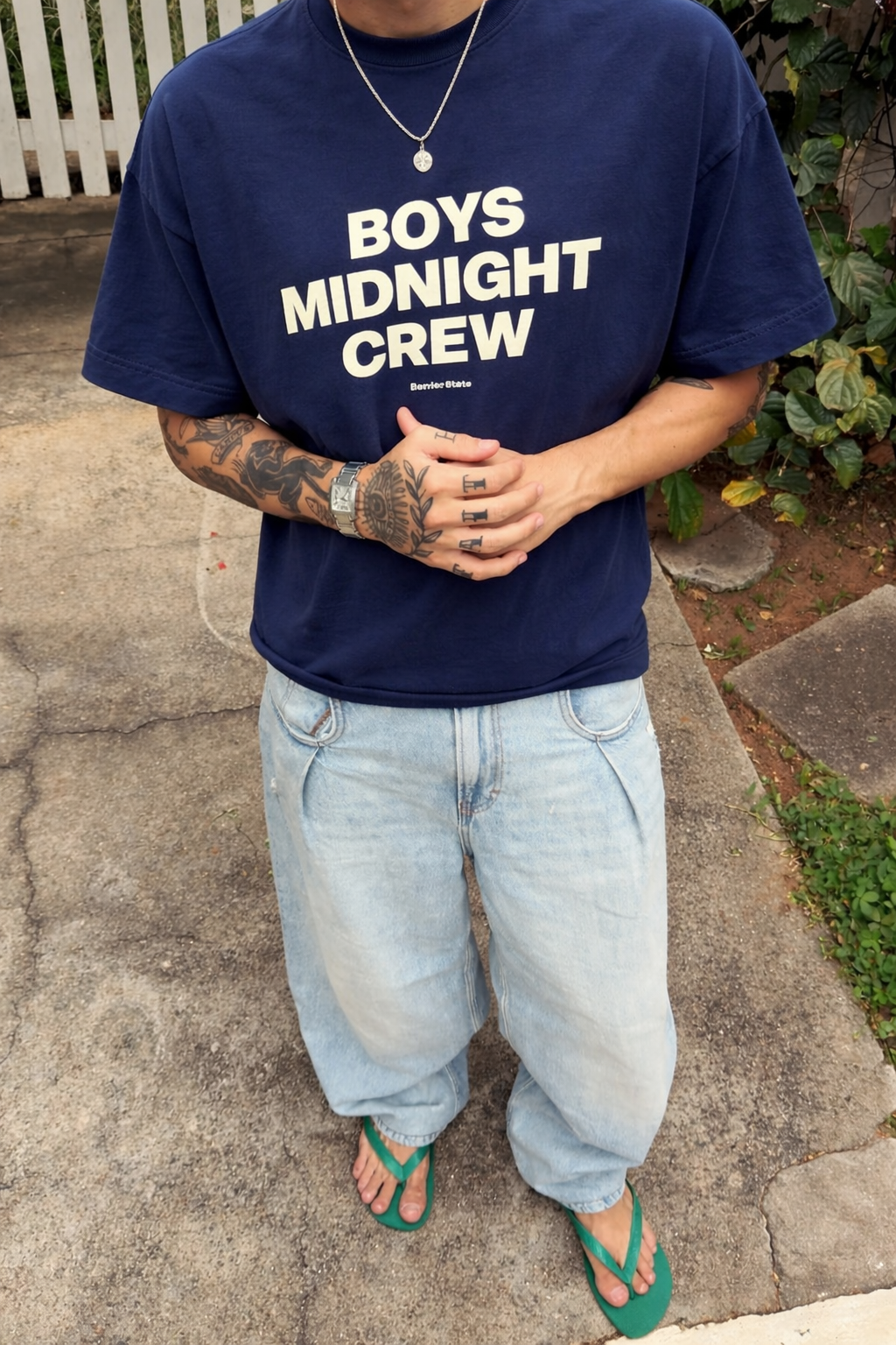 Boys Midnight Crew Cropped Tshirt