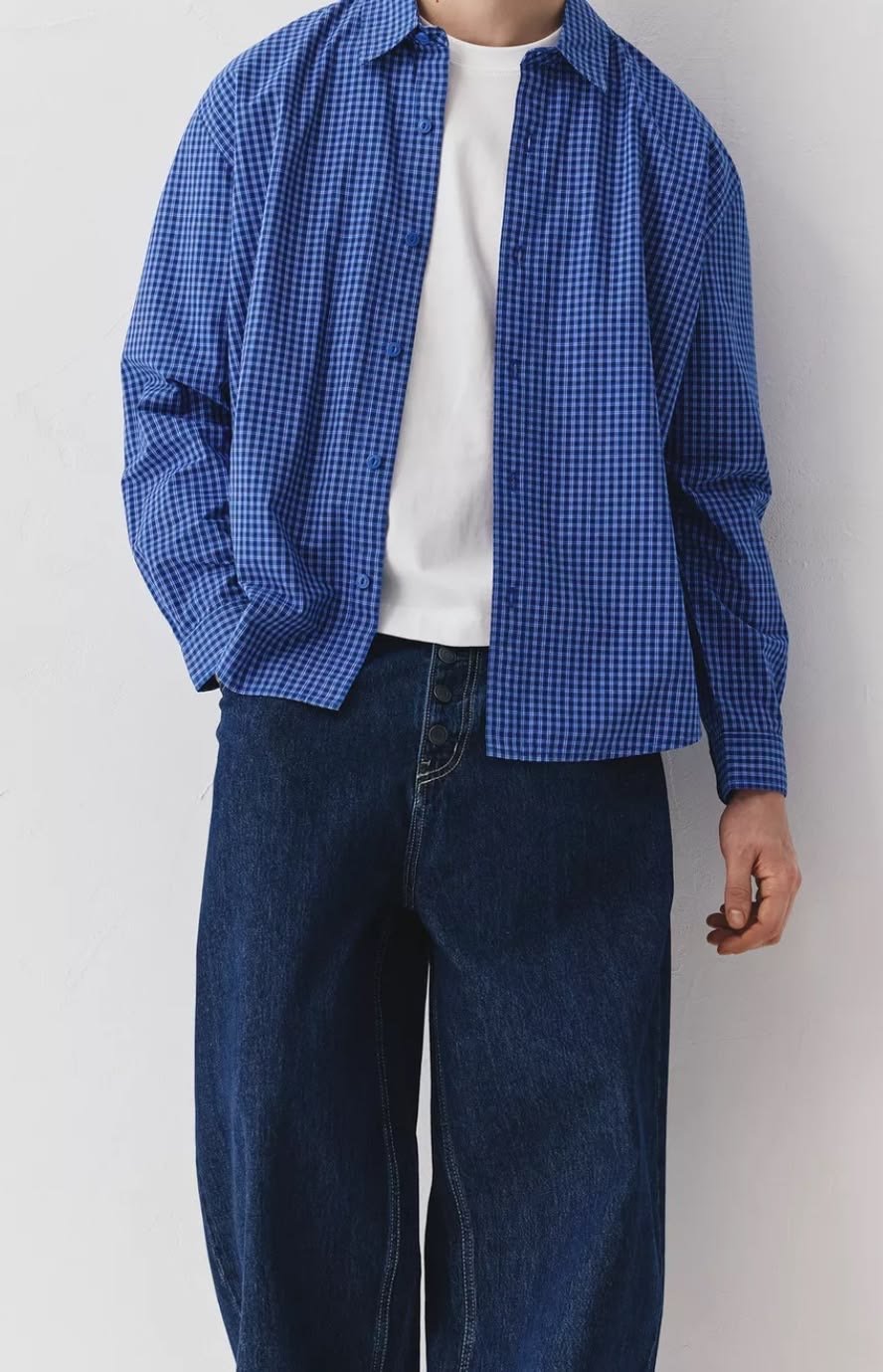 Grid button-down shirt