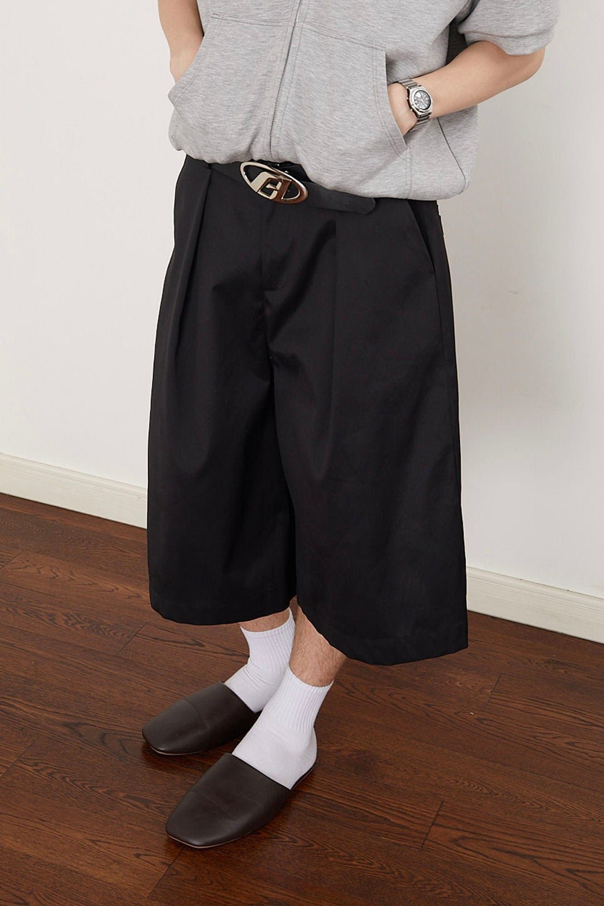 Pleated Wide Leg Jort