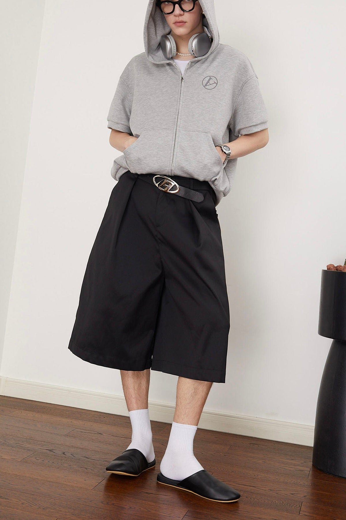 Pleated Wide Leg Jort