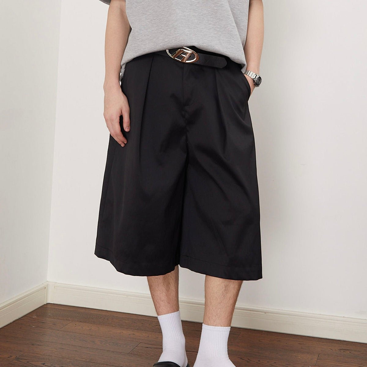 Pleated Wide Leg Jort