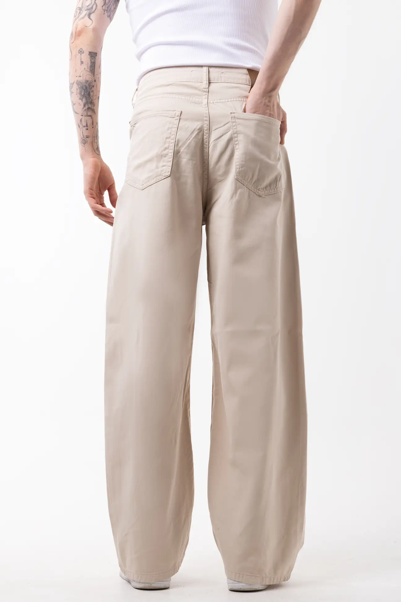 Beige Wide-Leg baggy jean
