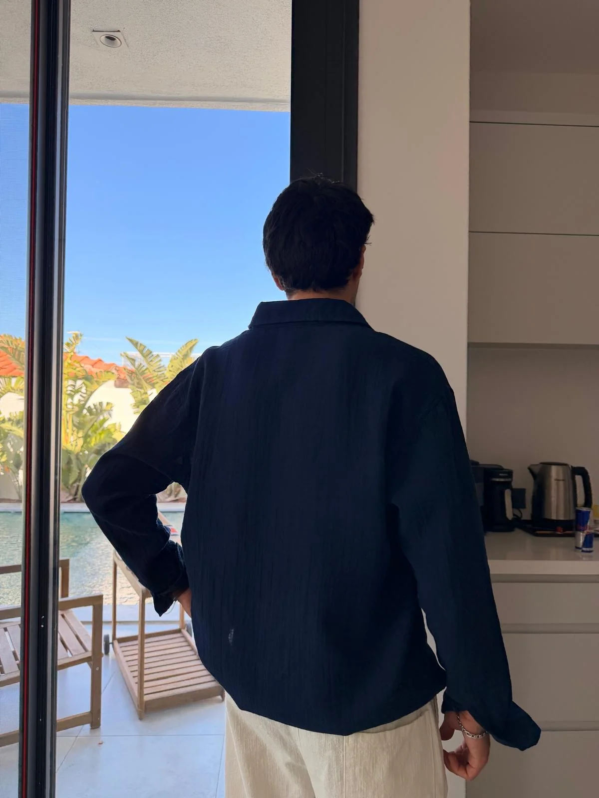 Navy bleu Linen Shirt