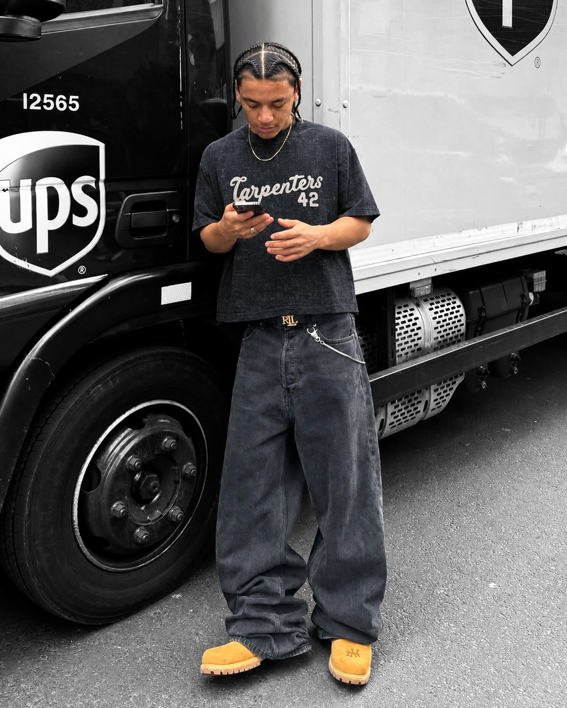Washed black Carpenters 42 CROPPED t-shirt