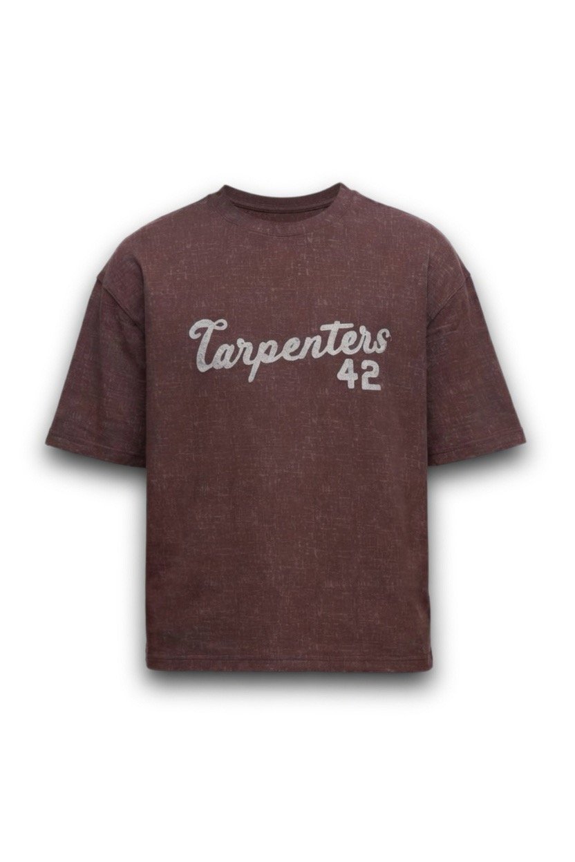 Washed burgundy Carpenters 42 CROPPED t-shirt