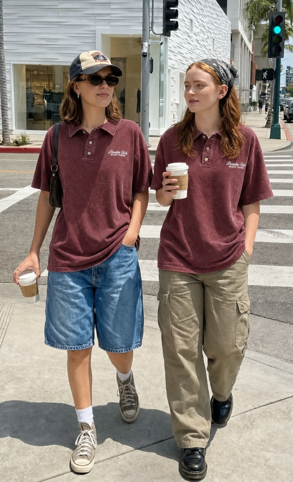 Dark burgundy Silence-power Tshirt with Col