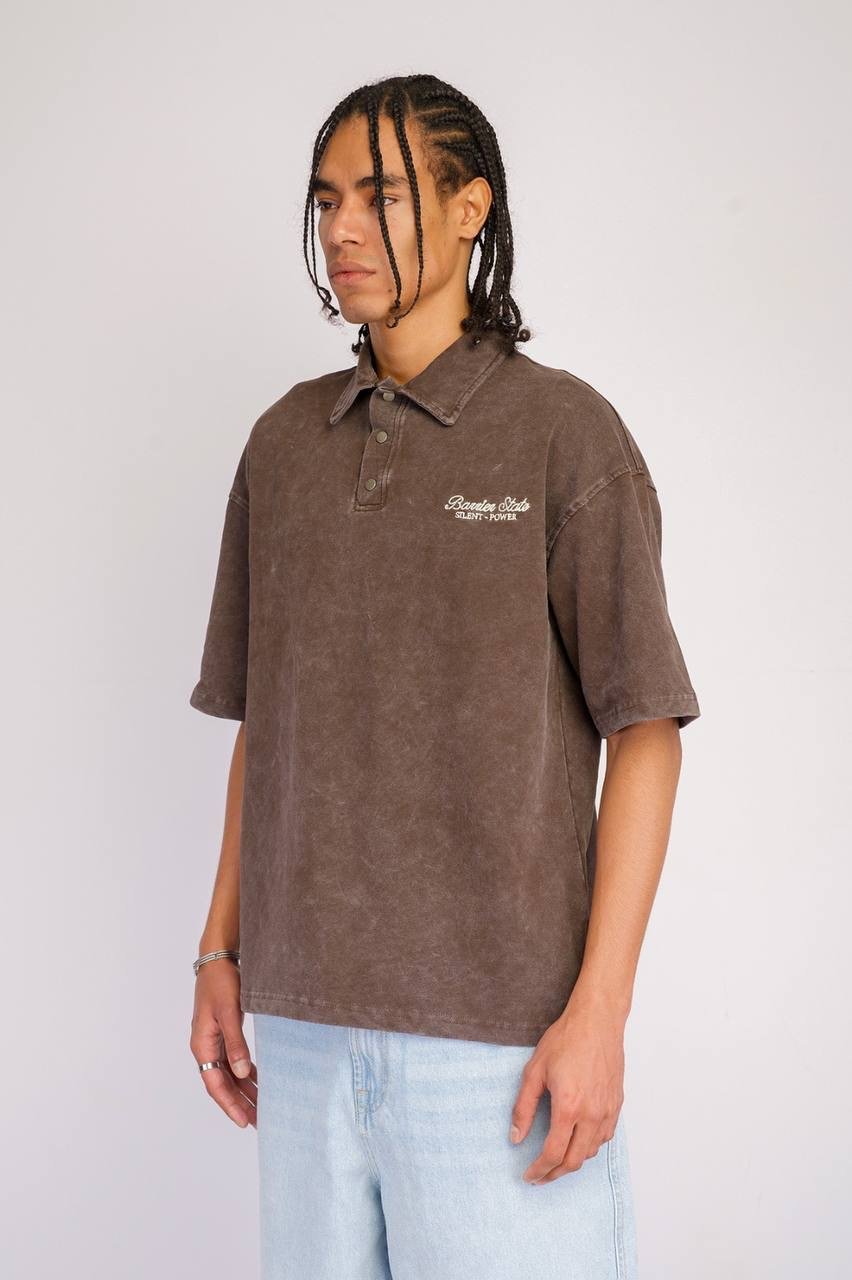 Brown Silence-power Tshirt with Col