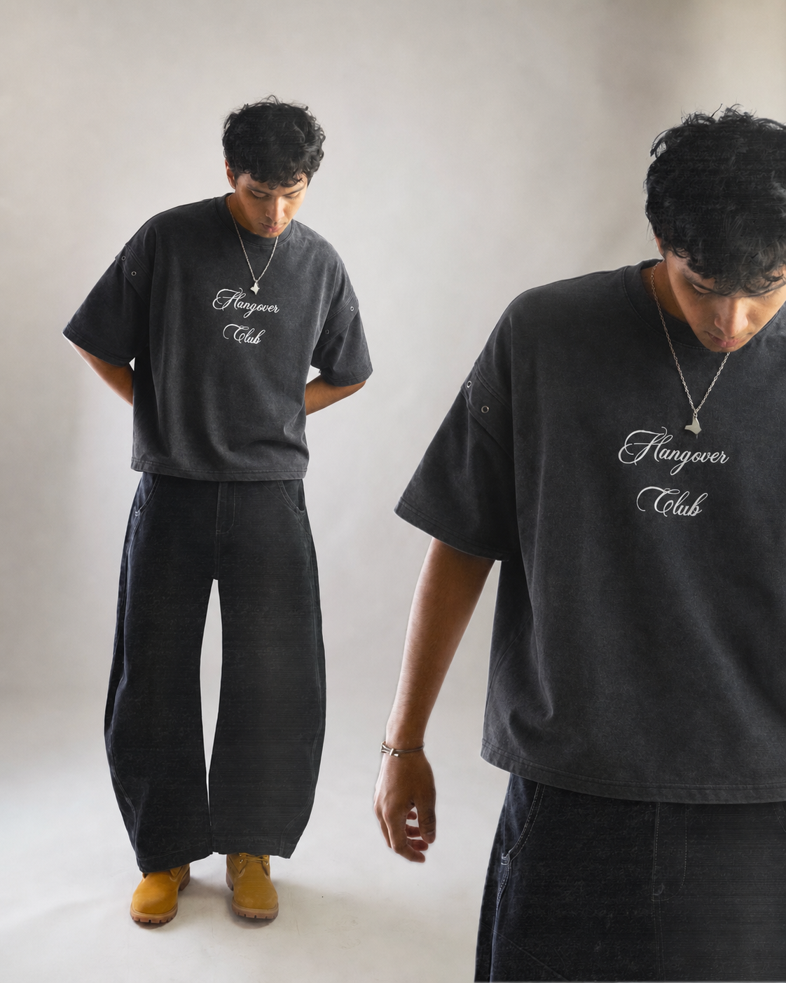 Washed Black Hangover Club Oversize t-shirt