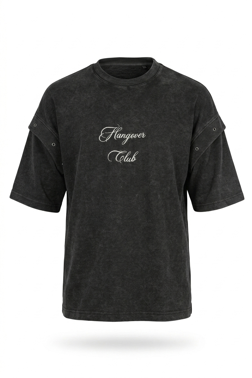 Washed Black Hangover Club Oversize t-shirt