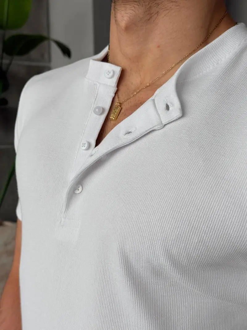 White Henley shirt short sleeves