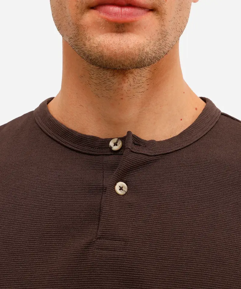 Brown henley shirt short sleeves