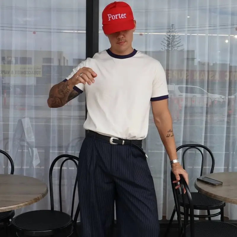 WHITE RINGER CROPPED TSHIRT