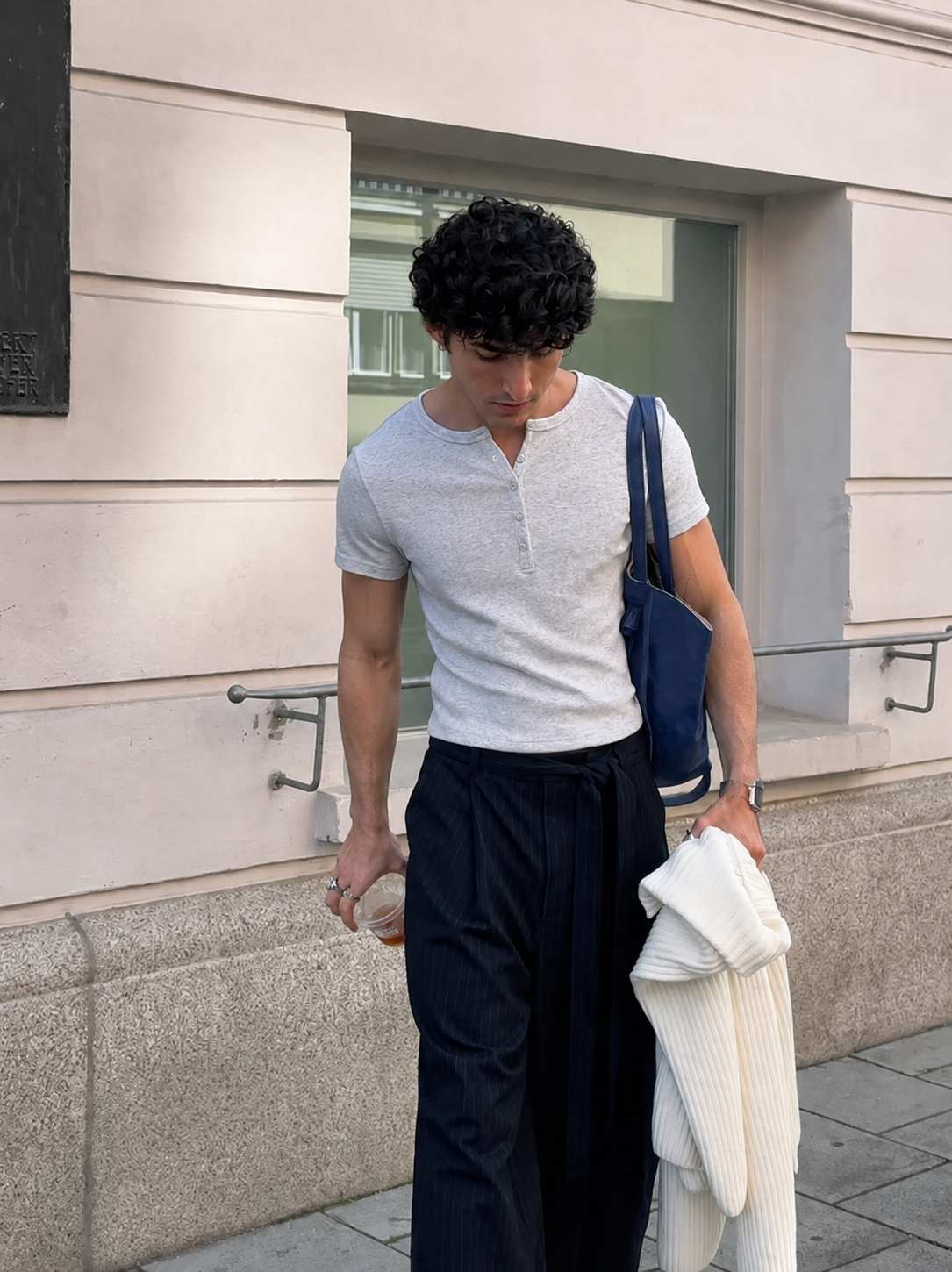 Gray Henley shirt short sleeves